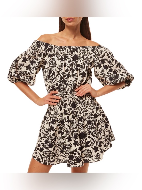 Misa Los Angeles Dresses & Skirts - MISA Los Angeles Marta Flora Negra Floral Smocked Off Shoulder Mini Dress XS